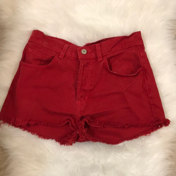 Brandy Melville Pants - Brandy Melville red denim shorts